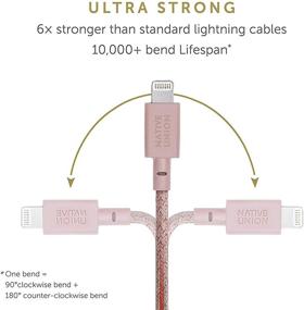 img 2 attached to Кабель Native Union Belt - длиной 4 фута, усиленный и долговечный USB-C к Lightning [сертифицирован MFi] кабель для зарядки с кожаным ремешком, совместимый с iPhone/iPad (розовый)