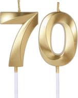 ➡️ glittery gold 70th birthday candle for cake - number 70 celebration topper for parties, anniversaries, weddings & decorations logo