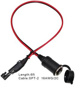 img 3 attached to 🏍️ Удлинитель питания для мотоцикла - 12V-24V разъем SAE для прикуривателя, 6FT 2-х контактный разъем с быстрым отсоединением, толстый кабель 16AWG (1 шт)
