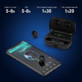 img 1 attached to Bluetooth True Wireless Earbuds with Microphone, Noise Cancelling Earphones and Charging Case – Digital Power Display, IPX6 Waterproof Stereo Ear Buds for Android/iPhone