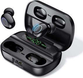 img 4 attached to Bluetooth True Wireless Earbuds with Microphone, Noise Cancelling Earphones and Charging Case – Digital Power Display, IPX6 Waterproof Stereo Ear Buds for Android/iPhone