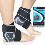 🦶 1 pair neoprene compression ankle brace with elastic straps for men - beister ankle support logo