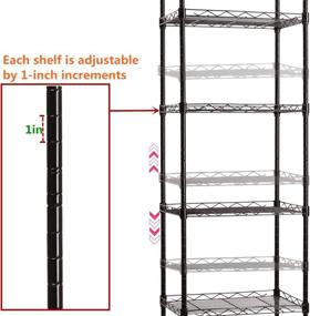 img 1 attached to 🗄️ Adjustable 6 Wire Shelving Steel Storage Rack for Laundry, Bathroom, Kitchen, Pantry, Closet - 16.6" Width x 63" Height x 11.8" Depth, Black