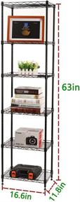 img 2 attached to 🗄️ Adjustable 6 Wire Shelving Steel Storage Rack for Laundry, Bathroom, Kitchen, Pantry, Closet - 16.6" Width x 63" Height x 11.8" Depth, Black