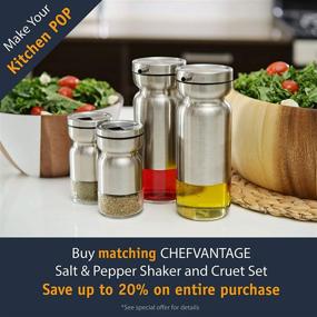 img 2 attached to 🧂 CHEFVANTAGE Red Salt and Pepper Shakers with Adjustable Pour Holes: Perfect Seasoning Set!