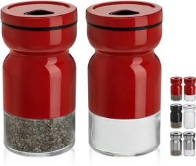 img 4 attached to 🧂 CHEFVANTAGE Red Salt and Pepper Shakers with Adjustable Pour Holes: Perfect Seasoning Set!