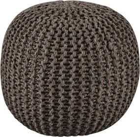 img 3 attached to Latricia Round Knitted Pouf Ottoman by Signature Design by Ashley - 17 x 17 Inches - Brownish Gray