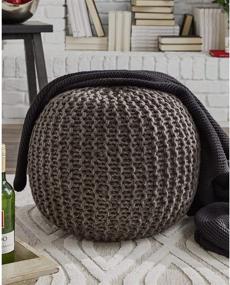 img 2 attached to Latricia Round Knitted Pouf Ottoman by Signature Design by Ashley - 17 x 17 Inches - Brownish Gray