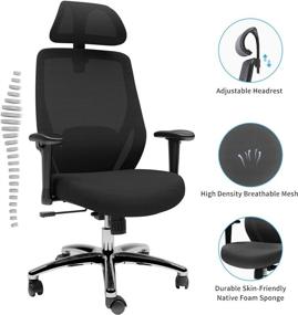 img 2 attached to LIANFENG High Back Desk Chair with Adjustable Lumbar Support, Breathable Mesh, 130 Degree Recline & Rocking, Ergonomic Office Chair (Black)