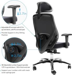 img 1 attached to LIANFENG High Back Desk Chair with Adjustable Lumbar Support, Breathable Mesh, 130 Degree Recline & Rocking, Ergonomic Office Chair (Black)