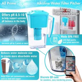 img 3 attached to 💧 Upgrade Your Hydration: All Prime 2.5L Alkaline Water Filter Pitcher Bundle with 2 Replacement Filters and pH Testing Strips