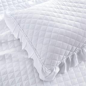 img 2 attached to 🛏️ Vessia Luxury 3-Piece Bed Quilt Set - Full/Queen Size (White, 90x96 inches) | Ultra Soft Lightweight Bedspreads with Ruffle Design - Reversible Coverlet | Includes 1 Quilt and 2 Shams