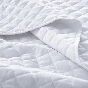 img 1 attached to 🛏️ Vessia Luxury 3-Piece Bed Quilt Set - Full/Queen Size (White, 90x96 inches) | Ultra Soft Lightweight Bedspreads with Ruffle Design - Reversible Coverlet | Includes 1 Quilt and 2 Shams