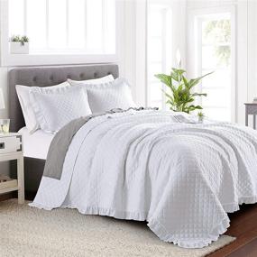 img 3 attached to 🛏️ Vessia Luxury 3-Piece Bed Quilt Set - Full/Queen Size (White, 90x96 inches) | Ultra Soft Lightweight Bedspreads with Ruffle Design - Reversible Coverlet | Includes 1 Quilt and 2 Shams