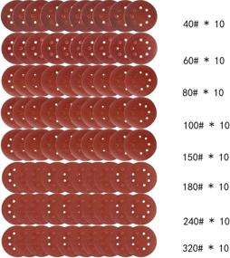 img 2 attached to 🪚 Coceca 80pcs 5-inch Orbital Sanding Discs for Power Random Orbit Sanders - Assorted Grits: 40 60 80 100 150 180 240 320