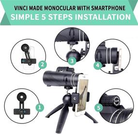 img 1 attached to Vinci 12X50 Monocular Telescope for Smartphone with Upgraded Tripod & Shutter - Enhanced Power Monocular Telescope for Adults - Compact HD Monocular Scope for Bird Watching & Hunting