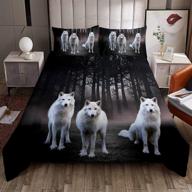 3d wolf comforter cover: full size animal theme bedding set, perfect for kids and teens - wild wolf print bedspread cover logo