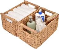 📦 storageworks water hyacinth wicker baskets with wooden handles, medium size, 2-pack - perfect for organizing logo