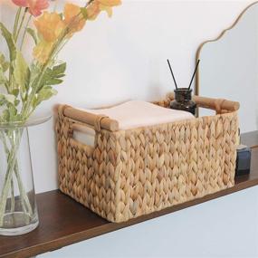 img 3 attached to 📦 StorageWorks Water Hyacinth Wicker Baskets with Wooden Handles, Medium Size, 2-Pack - Perfect for Organizing