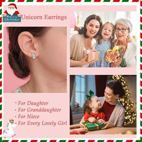 img 3 attached to 🦄 Hypoallergenic Unicorn Stud Earrings: Ideal Christmas Gifts for Girls, CZ Crystal Unicorn Crown Jewelry for Birthday Parties and Special Occasions, Perfect for Little Teen Girls, Daughters, and Granddaughters