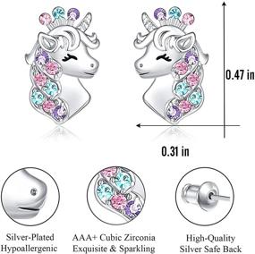 img 2 attached to 🦄 Hypoallergenic Unicorn Stud Earrings: Ideal Christmas Gifts for Girls, CZ Crystal Unicorn Crown Jewelry for Birthday Parties and Special Occasions, Perfect for Little Teen Girls, Daughters, and Granddaughters