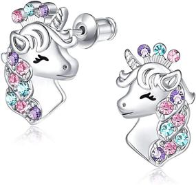 img 4 attached to 🦄 Hypoallergenic Unicorn Stud Earrings: Ideal Christmas Gifts for Girls, CZ Crystal Unicorn Crown Jewelry for Birthday Parties and Special Occasions, Perfect for Little Teen Girls, Daughters, and Granddaughters