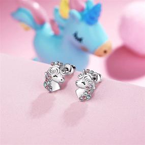 img 1 attached to 🦄 Hypoallergenic Unicorn Stud Earrings: Ideal Christmas Gifts for Girls, CZ Crystal Unicorn Crown Jewelry for Birthday Parties and Special Occasions, Perfect for Little Teen Girls, Daughters, and Granddaughters