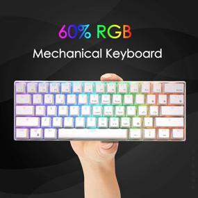 img 3 attached to 🔴 RK ROYAL KLUDGE RK61 RGB механическая игровая клавиатура с подсветкой - Проводная 60%, ультракомпактный дизайн, красный переключатель (белый)