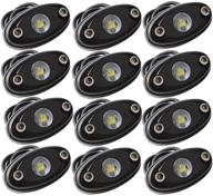 🚀 ledmircy white led rock lights (12pcs) for off road truck zrz auto car boat atv suv - waterproof, high power neon trail rig lights - shockproof logo