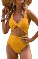 👙 angimelo women's one piece swimsuits with tummy control, tie knot design, cut out and high waist for stylish monokini bathing suits logo