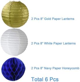 img 2 attached to 🎉 Wcaro White Navy Blue Gold Party Decor Set: Tissue Paper Pom Poms, Paper Flowers, Honeycomb Lanterns - Perfect for Navy Blue Themed Party, Bridal & Baby Showers!