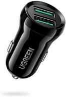 ugreen car charger adapter 24w dual usb qc3.0 port mini fast car charger for iphone 12 mini 11 pro max se xs xr x 8 7 6 plus ipad pro air mini galaxy s21 s20 s10 s9 s8 s7 note lg logo