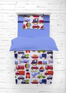 🚂 bacati - transportation blue 4 piece boys toddler bedding set 100% cotton - reversible comforter, fitted sheet, top sheet, pillow case for boys logo