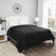 🏠 luxurious home black coverlet - full/queen size - basket weave quilted pattern - soft & lightweight bedding for all seasons - solid color bedspread logo