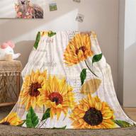 🌻 merryword vintage sunflowers blanket - letter sunflower throw blanket - flannel fleece blanket - soft & warm bed blanket for bedroom couch sofa (size: 50"x60") logo