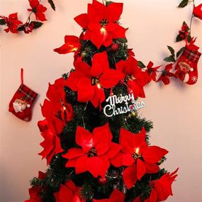 img 2 attached to RECUTMS Decorations Poinsettia Artificial Waterproof