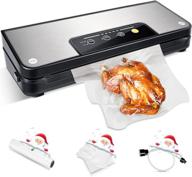 🥫 automatic food saver vacuum sealer machine for food preservation & sous vide, air sealing system with dry, moist & pulse 3 modes, built-in cutter & bags roll holder, starter kit, compact design логотип