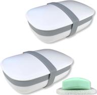 🧼 kiasona 2pack travel soap box: leak-proof soap bar holder with sponge saver & silicone band – portable, ideal for bathroom, gym, school, camping, hiking & vacation (pack of 2) логотип