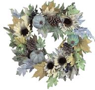 admired by nature 24-inch sunflower 🌻 pumpkin fall wreath, rustic white - abn3w001-ntrl логотип