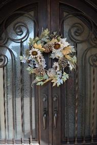 img 2 attached to Admired By Nature 24-Inch Sunflower 🌻 Pumpkin Fall Wreath, Rustic White - ABN3W001-NTRL