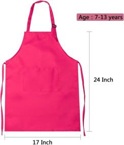 img 3 attached to 👩 Large Kids Chef Apron with Pocket - Adjustable Children's Apron for Baking, Painting, and Cooking (Color 1, Pack of 6)