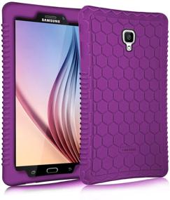 img 4 attached to 🔮 Fintie Purple Silicone Case for Samsung Galaxy Tab A 8.0 2017 Model T380/T385 – Anti Slip, Shock Proof Cover [Kids Friendly]