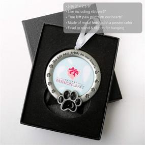 img 3 attached to FASHIONCRAFT Pet Memorial Ornament: Departed Paw Prints On Our Hearts - Round Metal Photo Frame with 🐾 Velvet Easel Back & Gift Box - Remembrance for Dogs and Cats - Pewter Finish - Table Top Keepsake