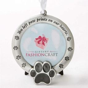 img 4 attached to FASHIONCRAFT Pet Memorial Ornament: Departed Paw Prints On Our Hearts - Round Metal Photo Frame with 🐾 Velvet Easel Back & Gift Box - Remembrance for Dogs and Cats - Pewter Finish - Table Top Keepsake