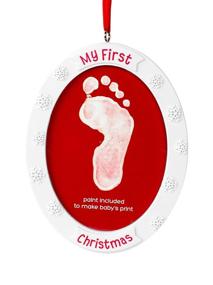 img 4 attached to 🎄 Tiny Ideas Baby's 'My First Christmas' Handprint or Footprint Holiday Double-Sided DIY Photo Ornament - Perfect Creative Gift for New and Expecting Parents, White and Red