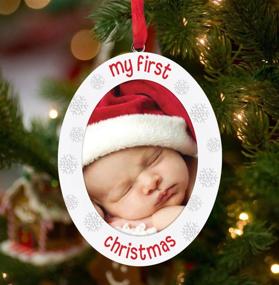 img 3 attached to 🎄 Tiny Ideas Baby's 'My First Christmas' Handprint or Footprint Holiday Double-Sided DIY Photo Ornament - Perfect Creative Gift for New and Expecting Parents, White and Red