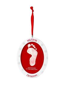 img 1 attached to 🎄 Tiny Ideas Baby's 'My First Christmas' Handprint or Footprint Holiday Double-Sided DIY Photo Ornament - Perfect Creative Gift for New and Expecting Parents, White and Red