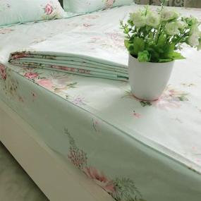 img 2 attached to 🌿 Shabby Green Floral Twin XL Cotton Bed Sheet Set by FADFAY - 4-Piece Twin Extra Long Size Sheets
