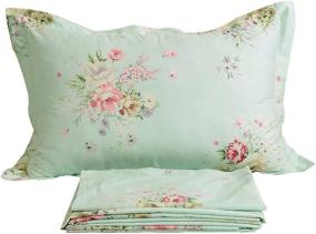 img 4 attached to 🌿 Shabby Green Floral Twin XL Cotton Bed Sheet Set by FADFAY - 4-Piece Twin Extra Long Size Sheets