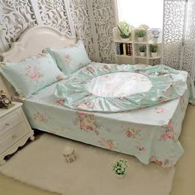 img 3 attached to 🌿 Shabby Green Floral Twin XL Cotton Bed Sheet Set by FADFAY - 4-Piece Twin Extra Long Size Sheets